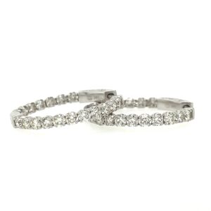 In and Out White Gold Diamond Hoops