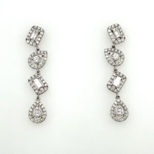 White Gold Multi Shape Diamond Drop Earrings