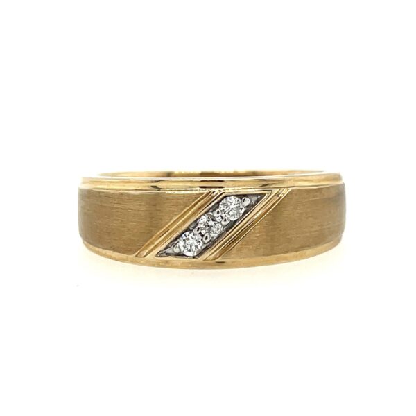 One Tenth Carat Mens Diamond Band Three Stone Diagnol